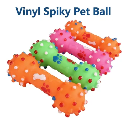 Pet Vinyl Squeaky Dumbbell Toy Spiked Molar Teeth Cleaning Chew Toy For Small Medium Dogs Boredom Relief Pet Toy