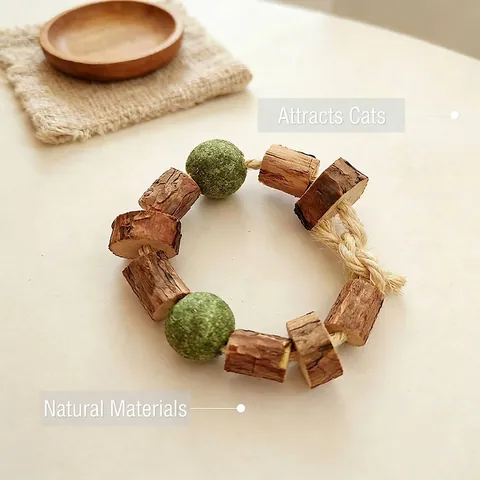 Natürliches Silvervine Katzenspielzeug Armband Mit Katzenminze Bällen Hanfseil Zahnreinigung Interaktives Spielzeug Für Katzen