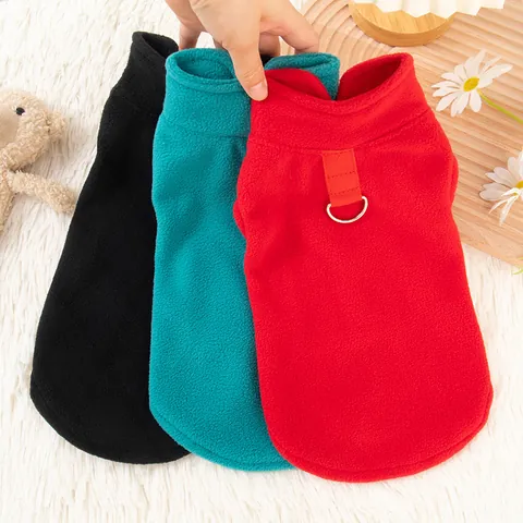 Haustier Hund Polar Fleece Weste Kapuzenpulli Winter Warm Verdickt Einfarbig Kleine Mittlere Hund Welpen Kleidung mit Leine D-Ring
