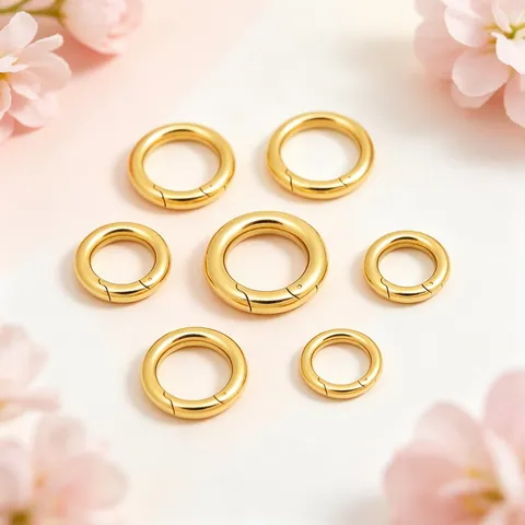 Cierre de Anillo de Resorte Redondo para Hacer Joyas DIY Chapado en Oro Plata 18K Acero Inoxidable Conector de Anillo Abierto