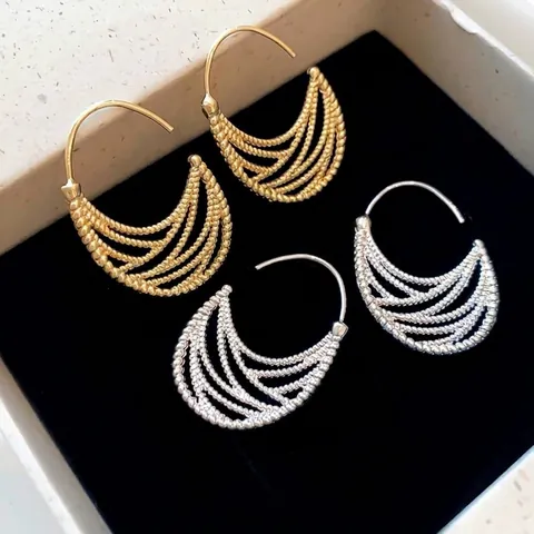 Orecchini Pendenti Ovali Svuotati Vintage Orecchini Pendenti Geometrici in Lega Retro per Donna Gioielli con Amo in Metallo Strass
