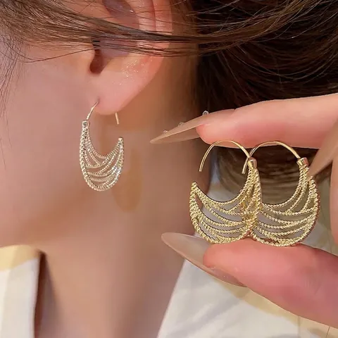 Orecchini Pendenti Ovali Svuotati Vintage Orecchini Pendenti Geometrici in Lega Retro per Donna Gioielli con Amo in Metallo Strass