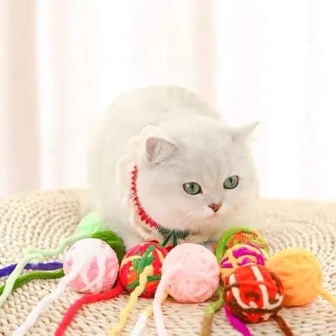 Katzenspielzeug Wollknäuel Mit Langem Schwanz Bunter Geflochtener Plüschball Interaktives Kauspielzeug Für Innenkatzen Zur Linderung Von Langeweile