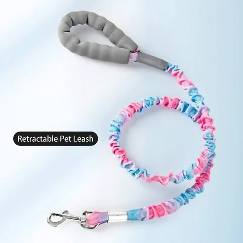 Elastic Bungee Dog Leash With Padded Foam Handle Shock Absorbing Nylon Pet Leash Heavy Duty Alloy Swivel Clip For Walking