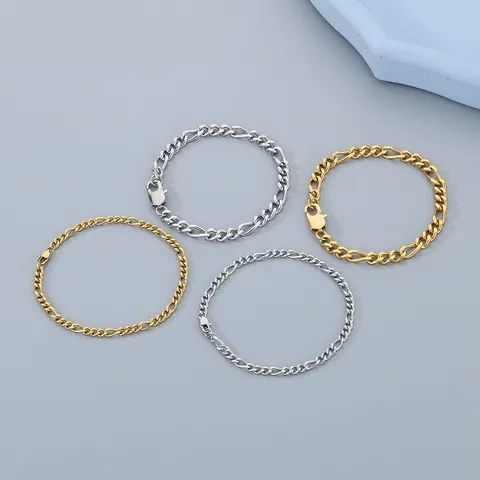 Collar Pulsera Cadena Figaro Minimalista de Acero Inoxidable para Mujer 3:1 Pulido 4mm 6mm Oro Plata Joyería de Cadena