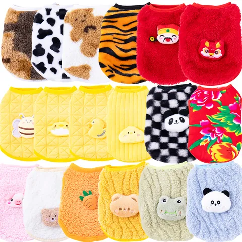 Winter Haustier Hund Katze Warm Wattierte Weste Cartoon Tier Fleece Kleidung Für Kleine Welpen Kätzchen Weiche Verdickte Haustier Oberbekleidung