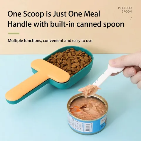 Ice Cream Shape Pet Food Spoon Multi-functional ABS Cat Dog Food Shovel With Can Opener And Sealing Clip Feeding Utensils