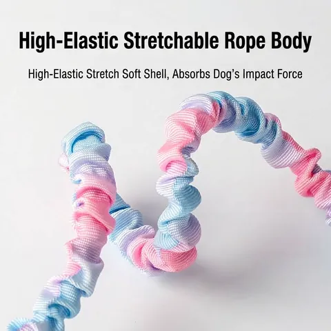 Elastic Bungee Dog Leash With Padded Foam Handle Shock Absorbing Nylon Pet Leash Heavy Duty Alloy Swivel Clip For Walking