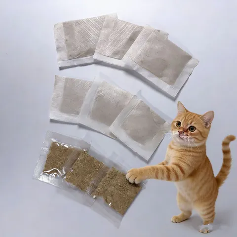 Bustine di Tè all'Erba Gatta Naturale per Gatti Imballaggio in Tessuto Non Tessuto Traspirante Giocattolo di Interazione per Animali Domestici
