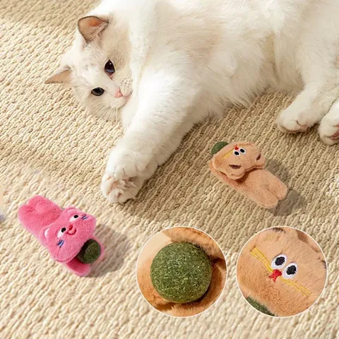 Haustier Katze Katzenminze Silberrebe Ball Plüschtier Für Kätzchen Zahnreinigung Interaktiver Kauball Selbstspielzeug