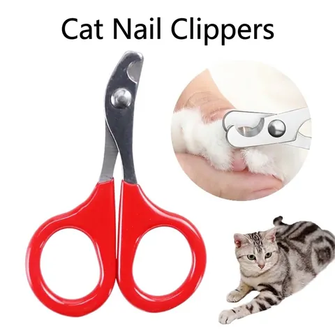 Stainless Steel Pet Nail Clippers For Cats And Small Dogs Red Professional Grooming Tool With Non-Slip Handle Half-Moon Blade