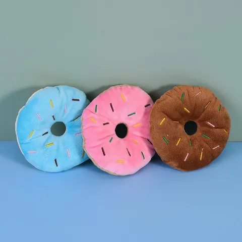 Quietschen Plüsch Hundespielzeug Simulation Donut Form Welpen Kauspielzeug Für Zahnreinigung Kleine Mittlere Hunde Interaktives Haustierspielzeug