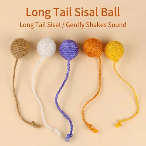 Juguete de Pelota de Sisal para Gatos Con Cola Larga y Sonajero Integrado para Rascar y Limpiar los Dientes Juego Interactivo