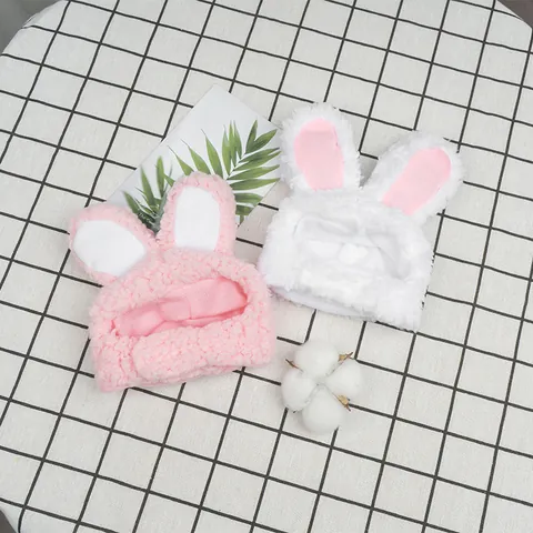 Cute Bunny Ears Cat Hat Soft Sherpa Fleece Pet Headgear Cartoon Animal Costume Accessory For Small Dogs Cats Party Photography