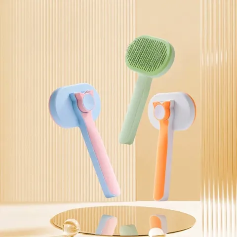 Self-Cleaning Pet Slicker Brush For Cats And Dogs Stainless Steel Pin Grooming Brush Hair Removal Massage Tool Portable Deshedding Accessories