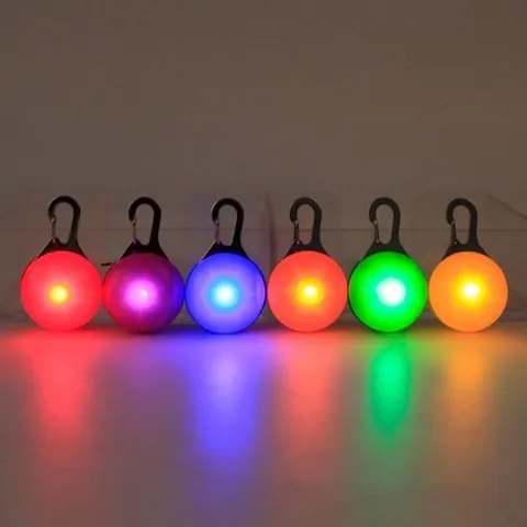 Runder LED Leuchtender Haustier Anhänger Hunde Marke Sicherheit Nachtlicht Kunststoff Blinkende Halsband Charm Für Hunde Katzen
