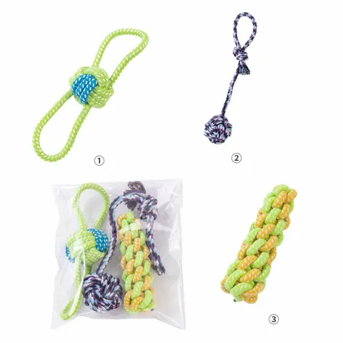 Braided Cotton Rope Dog Chew Toys For Puppies Small Medium Dogs Teething Cleaning Combination Play Relief Boredom