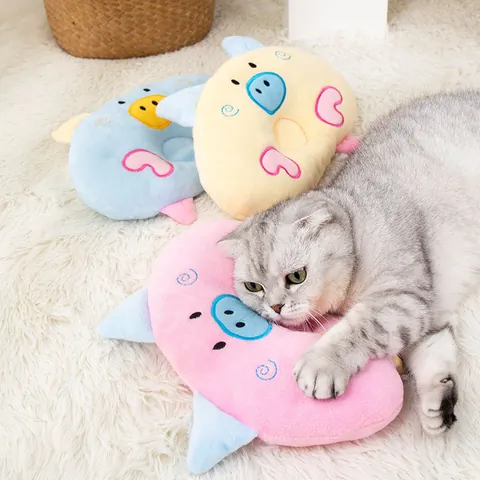 Cartoon Animal Pet Pillow Soft Polyester Plush Neck Support Sleep Cushion For Cats And Small Dogs Pig Bear Unicorn Deer Design