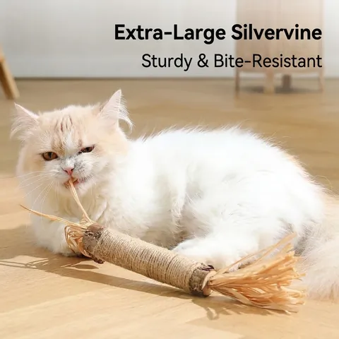 Riesen Katzenminze Stick Für Katzen Silvervine Kau-Spielzeug Naturraffia Gallenfrüchte Interaktive Zahnpflege Für Hauskatzen