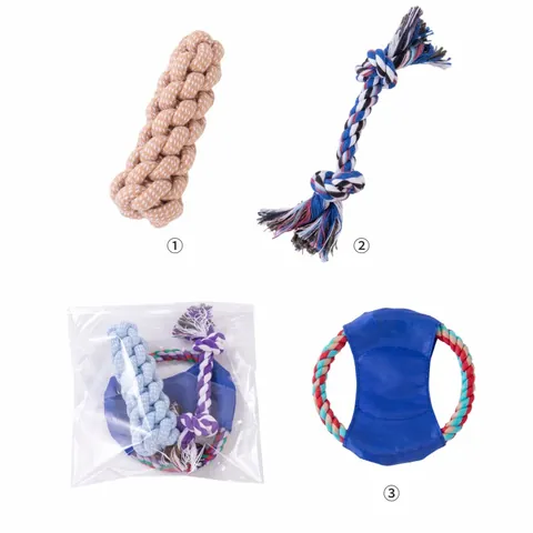 Durable Braided Cotton Rope Dog Chew Toys For Teething Interactive Knotted Pet Play Toys For Small Medium Dogs Knotted Cotton Play Kit