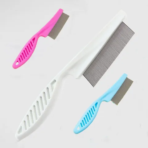 Stainless Steel Pet Flea Comb For Cats And Dogs Fine Tooth Grooming Brush With Non-Slip Handle For Lice Removal Tools