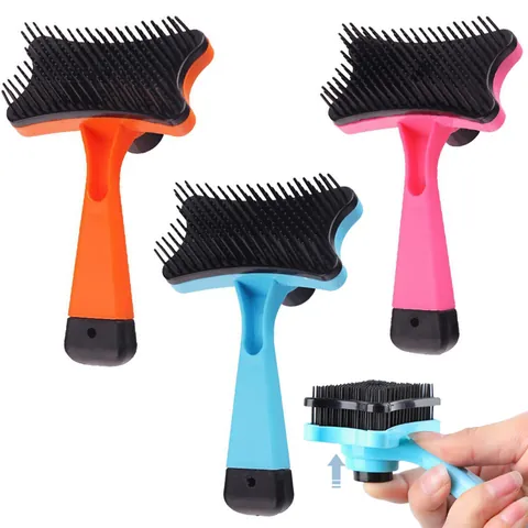 Professional Self-Cleaning Slicker Brush For Dogs And Cats Pet Grooming Tool For Shedding Tangled Hair Massage Needle ABS Comb