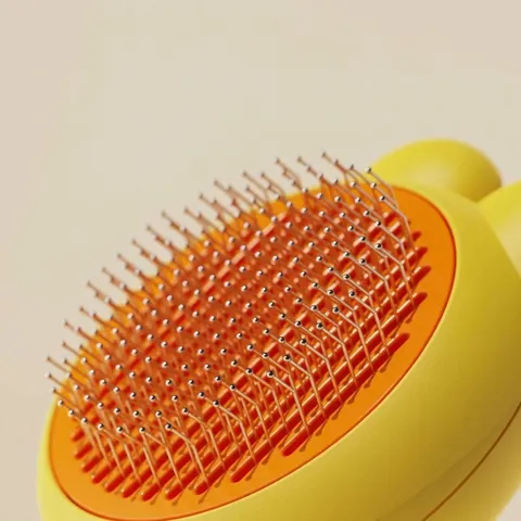 Pet Grooming Slicker Brush Self-Cleaning Hair Removal Comb For Cats And Dogs Stainless Steel Needle Massage Brush With Rabbit Ear Design