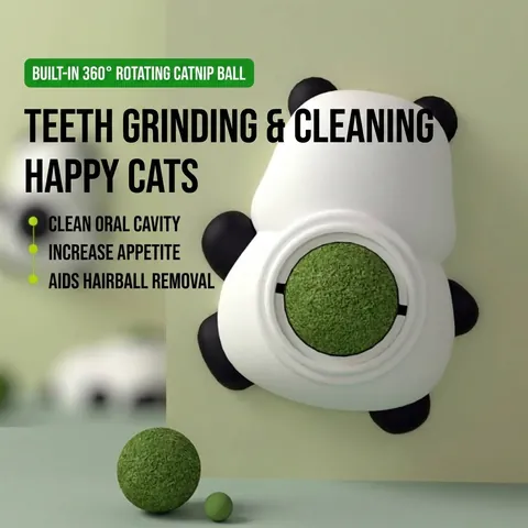 Χαριτωμένο Παιχνίδι Γάτας με Μπάλα Catnip σε Σχήμα Πάντα Σκαντζόχοιρος Κολοκύθα Επιτοίχια Περιστρεφόμενη 360 Μοιρών Καθαρισμός Δοντιών