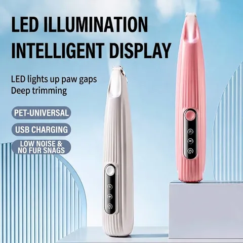 Professional Electric Pet Paw Trimmer with LED Light Low Noise USB Rechargeable Cat Dog Hair Clipper Grooming Tool Kit