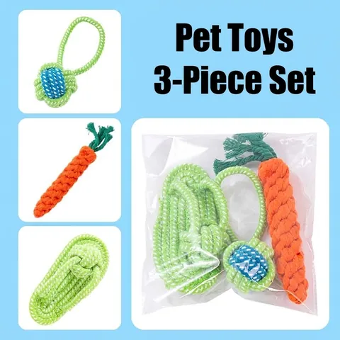 Durable Braided Cotton Rope Dog Chew Toys For Teething Interactive Knotted Pet Play Toys For Small Medium Dogs Knotted Cotton Play Kit