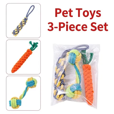 Cotton Rope Dog Toys For Aggressive Chewers Teeth Cleaning Interactive Pet Chew Toy Set With Carrot Chicken Leg Slipper Shapes