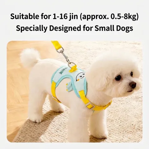 Cartoon Dinosaur Pet Dog Harness And Leash Set Breathable Mesh Vest For Small Dogs Anti-Escape Adjustable Puppy Walking Harness