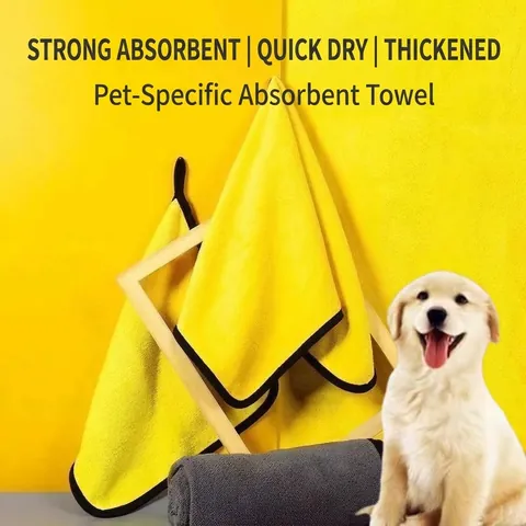 Serviette de Bain pour Animaux en Microfibre Épaissie Double Face Ultra Absorbante Séchage Rapide pour Chien Chat Avec Crochet