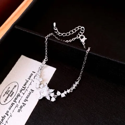 18 Karaat Verguld Koperen Zirconia Bloem Verstelbare Armband Voor Dames Elegante Florale Ingelegde Schakelketting Sieraden