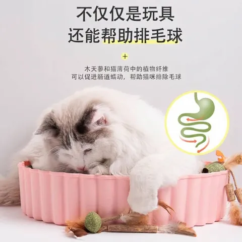 Juguetes Naturales de Matatabi y Hierba Gatera para Gatos Limpieza Dental Palitos de Matatabi Con Plumas Cuerda Juguete para Masticar Gatos