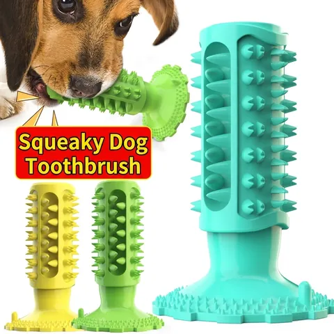 Jouet Siffleur pour Chien à Ventouse Jouet à Mâcher TPR Brosse à Dents pour Mâcheurs Agressifs Bâton Molaire Nettoyage des Dents