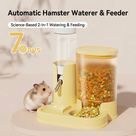 Mangeoire Automatique pour Hamster Abreuvoir Bouteille Intégrée Distributeur de Nourriture pour Chinchilla Cochons d'Inde en Plastique PP