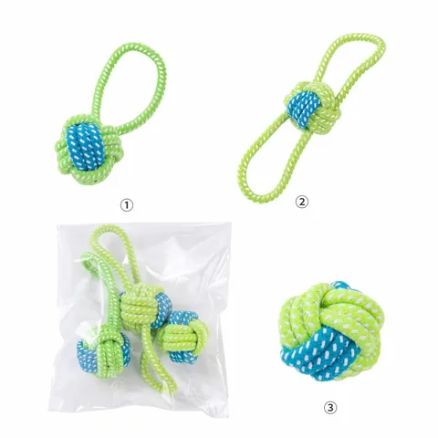 Duurzaam Katoenen Touw Hondenkauwspeelgoed 3-delige Set Gevlochten Knoop Tandjesspeelgoed voor Middelgrote Grote Honden Golden Retriever Labrador Interactief Speelgoed