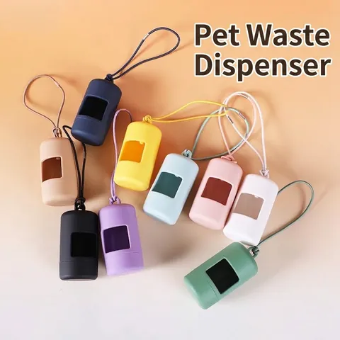 Draagbare Huisdier Poepzakdispenser ABS Matte Afvalzakhouder met Elastisch Lanyard voor Honden Wandelen Buiten Schoonmaakbenodigdheden