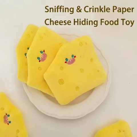 Squeaky Cheese Plush Dog Toy Snuffle Sniffing Crinkle Paper Puppy Interactive Food Hiding Soft Puzzle Pet Toy For Dogs