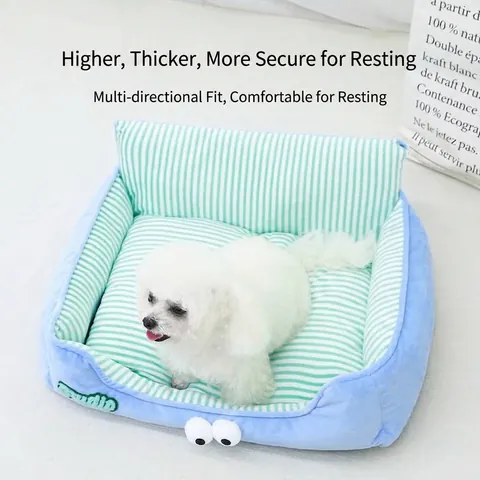 Four Seasons Universal Pet Sofa Bed Soft Short Plush Dog Bed For Small Dogs And Cats Striped Pattern Comfortable Washable Puppy Sleeping Pad
