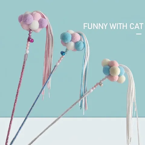 Bacchetta per Gatti Stile Fata Giocattolo Interattivo Per Animali Con Campanello Pompon Nappa Piuma Manico In Acrilico Per Esercizio Gatti