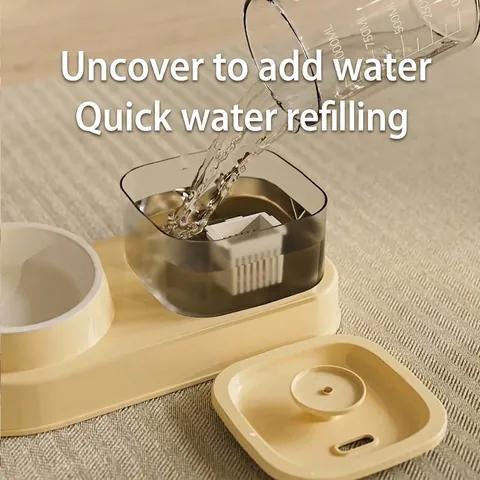 Electric Pet Water Fountain and Food Bowl Set Quiet Automatic Circulating Water Dispenser for Cats Small Dogs PP Plastic
