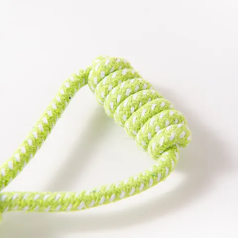 Giocattolo da Masticare per Cani in Corda di Cotone Resistente Palla Intrecciata Bicolore con Maniglia per Pulizia Dentale Animali