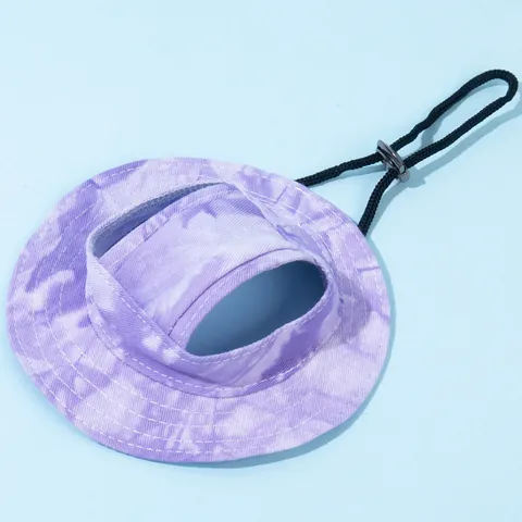 Sombrero de Sol Ajustable para Mascotas Con Agujeros para Orejas Sombrero de Pescador de Poliéster para Perros Pequeños Gatos