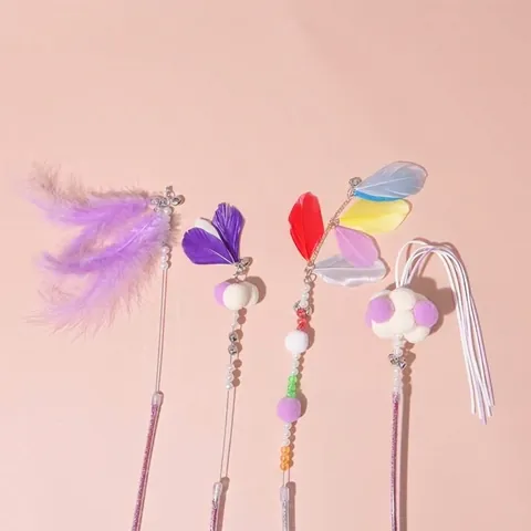 Fairy Style Katzenangel Interaktives Haustierspielzeug Mit Glocke Bommel Quaste Feder Acrylgriff Für Kätzchen Training Spaß