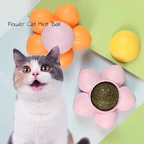 Rotierendes Katzenminze-Ball-Spielzeug Blumenform Essbare Katzenminze-Kugel Wandmontage Zahnreinigung Katzenspielzeug