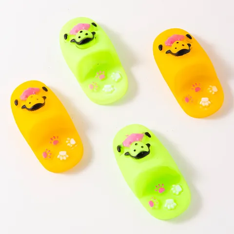 Pet Squeaky Toy Vinyl Shoe Shape Dog Chew Toy Durable Tooth Grinding Cartoon Animal Pattern Puppy Sound Toy