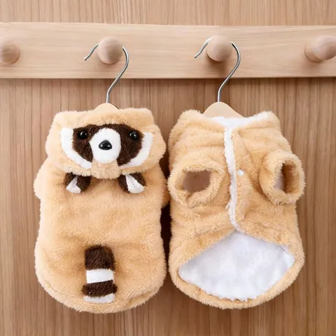 Cute Raccoon Transformation Pet Costume Soft Plush Hooded Dog Clothes For Small Dogs Cats Puppy Kitten Autumn Winter Warm Coat