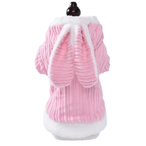 Vestiti per Animali Cane Gatto Coniglio Felpe con Cappuccio Inverno Spesso Pile Caldo Velluto a Coste Costume Orecchie da Coniglio